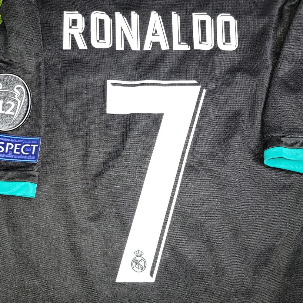 Cristiano Ronaldo Real Madrid 2017 2018 UEFA Away Soccer Jersey Shirt M - Picture 4 of 9